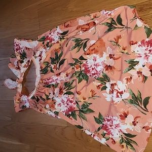 Women's Floral Tie Back Sleeveless Blouse Small